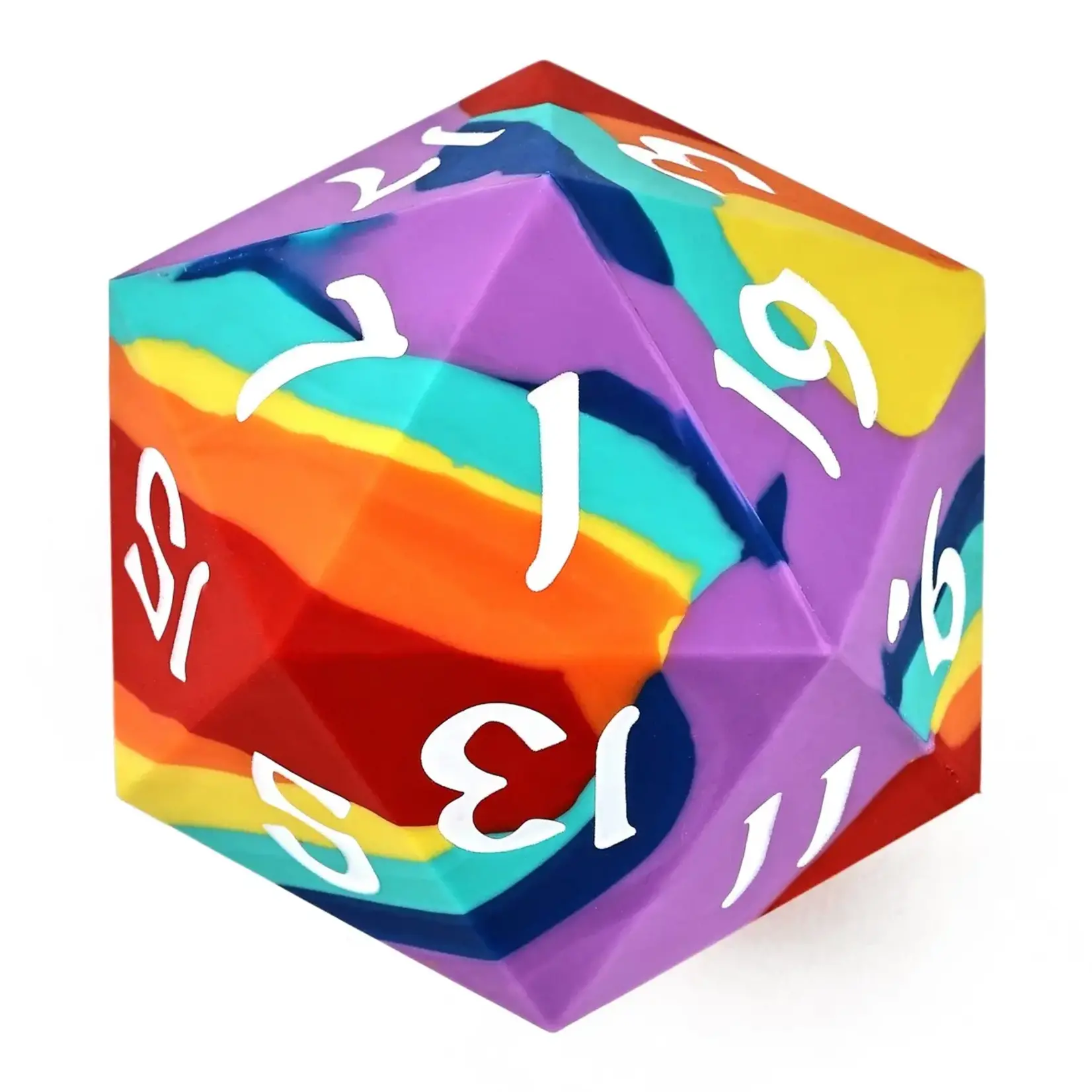 55mm Chonk Rubber Silicon D20 - Rainbow Realms