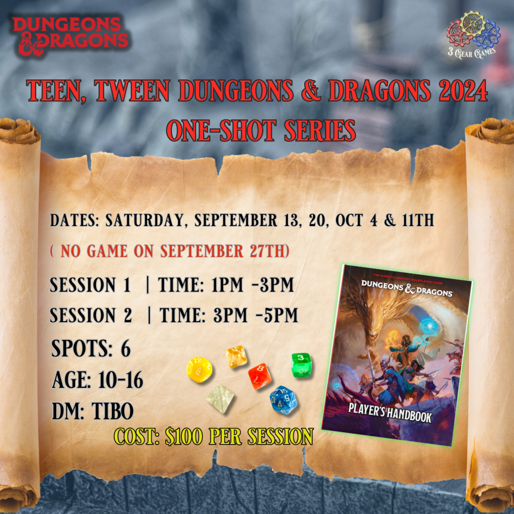 September Dungeons & Dragons Sessions for Teens & Tweens