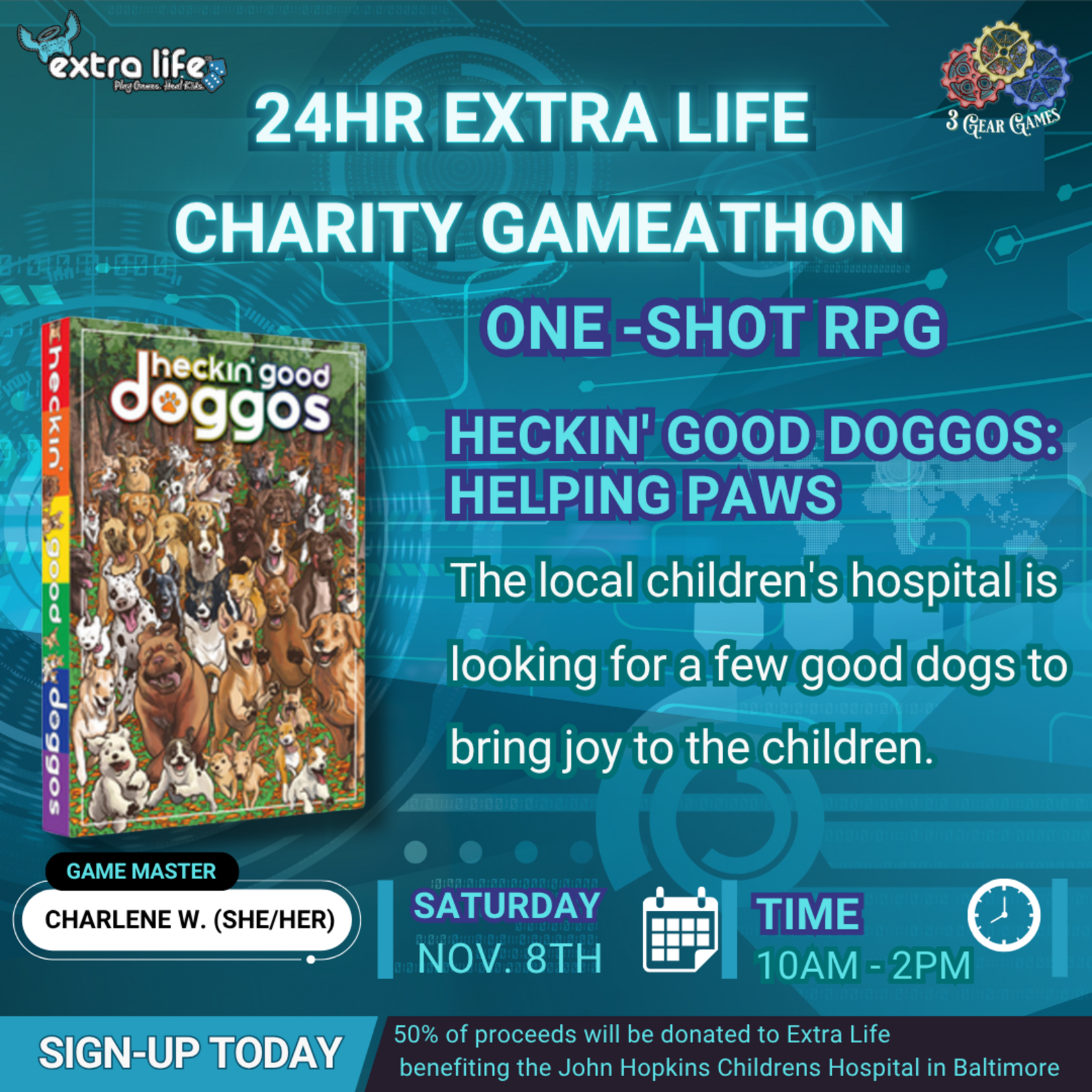 Extra Life 2025: Heckin' Good  Doggos - Sat. 10am -2pm
