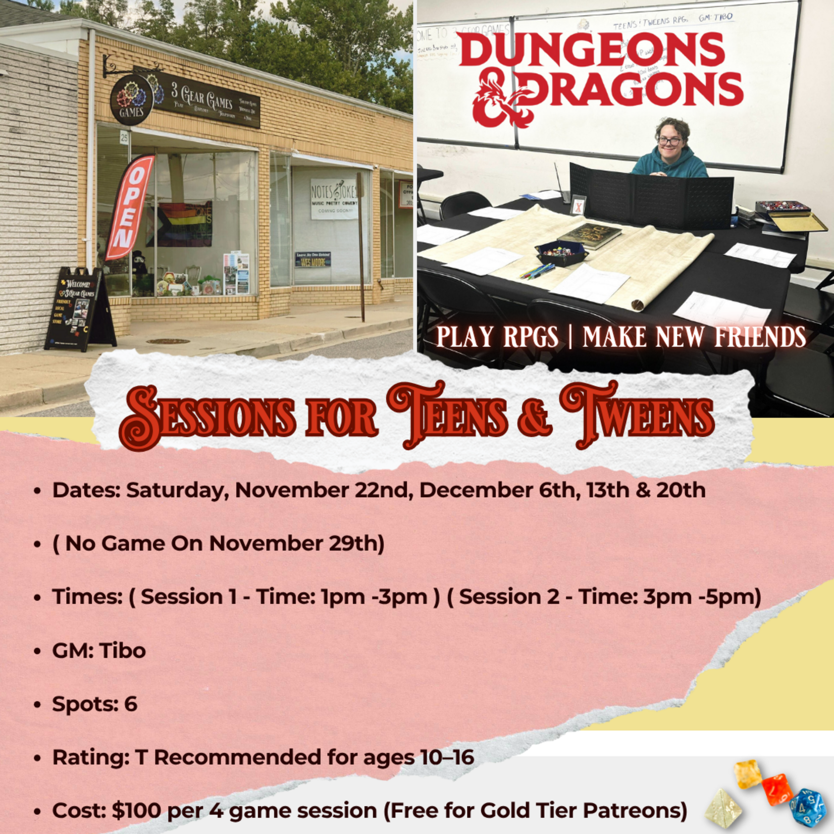 (Nov/Dec) Dungeons & Dragons Sessions for Teens & Tweens