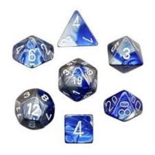 Chessex Gemini: Blue-Steel / White Poly 7 Die Set