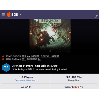 Fantasy Flight Games Arkham Horror Third Edition