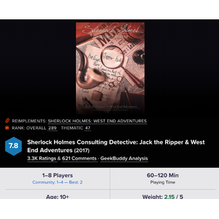 Space Cowboys Sherlock Holmes: Jack the Ripper & West End