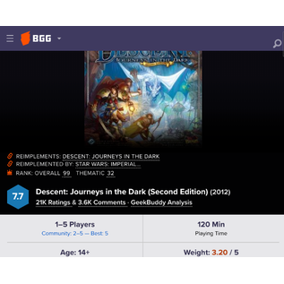 Fantasy Flight Games Descent Journeys in the Dark 2nd Edition
