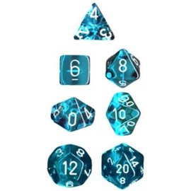 Chessex Translucent: Teal/White Poly 7 Die Set