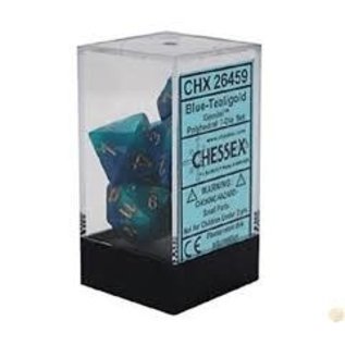 Chessex Gemini: Blue-Teal/Gold Poly 7 Die Set