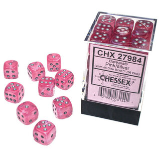 Chessex Borealis: Pink/Silver 12mm D6 (36)