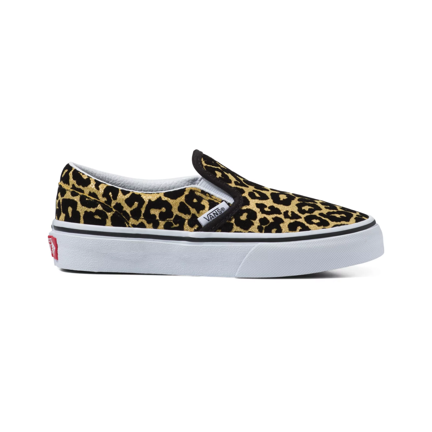 Vans Youth Classic Slip-On Flocked Leopard Black/True White