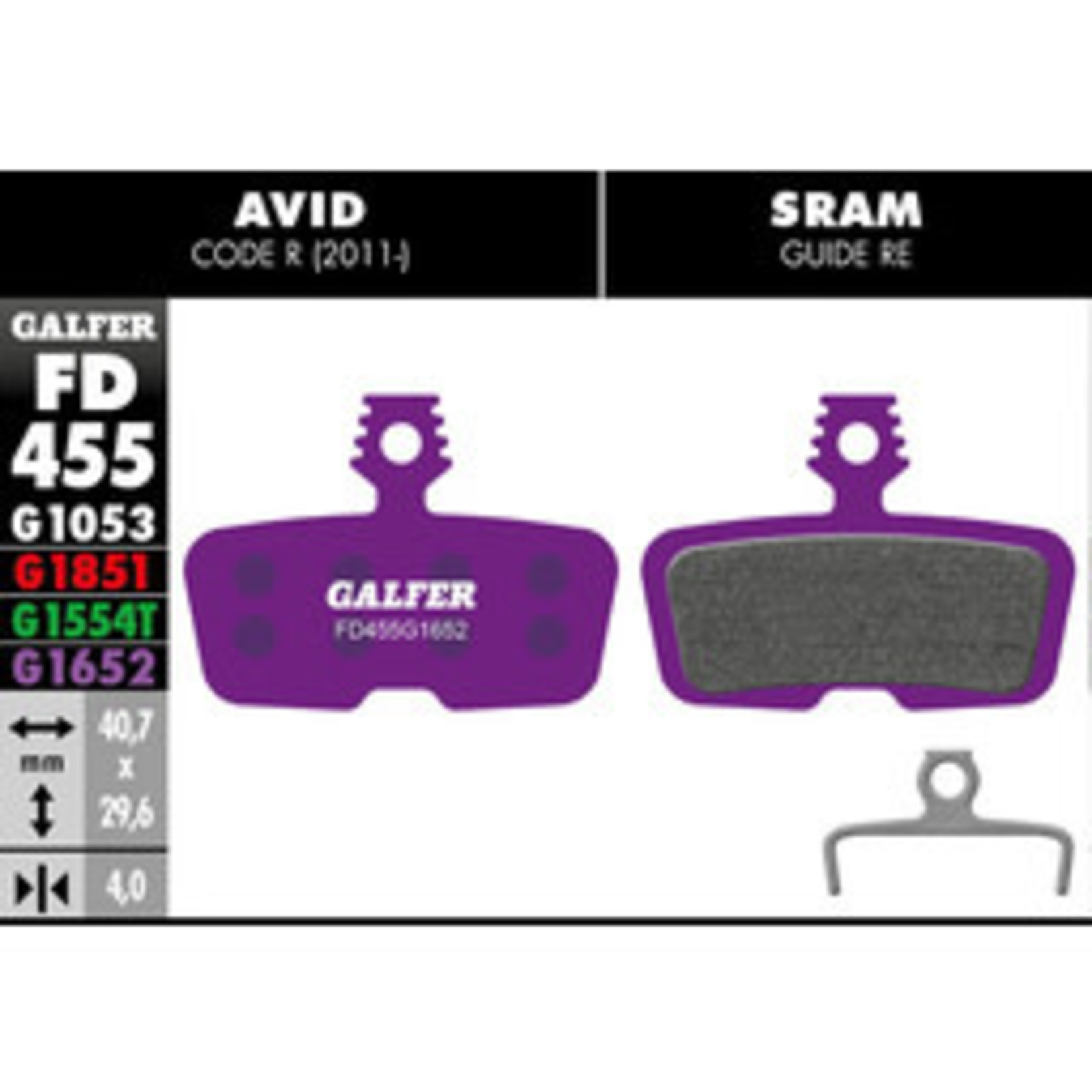 GALFER GALFER BRAKE PAD E-BIKE SRAM GUIDE RE CODE (RETAIL)