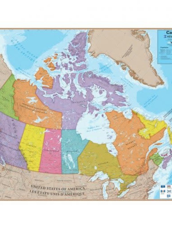 Waypoint Geographic Hemispheres Canada Map bilingual