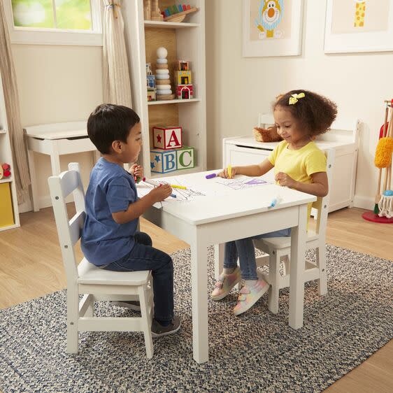 Wooden Table & Chairs (2 chairs) White Melissa & Doug
