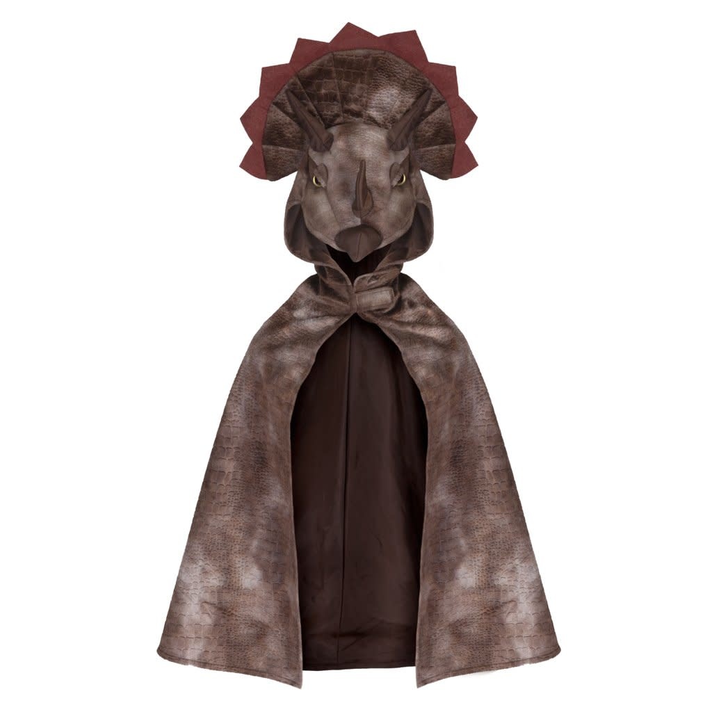 Triceratops Hooded Cape brown 4-5