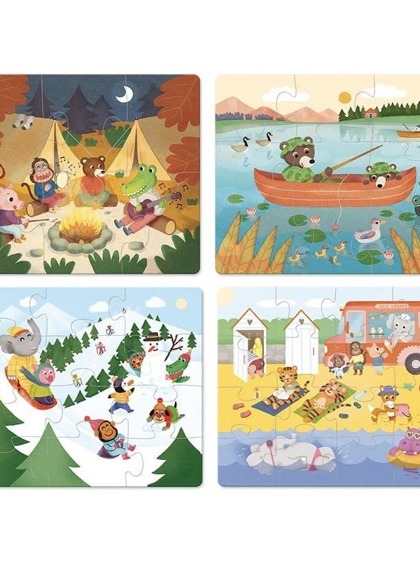 Vilac Holidays - 4 x Wooden Puzzles 6, 9, 12, 16pc