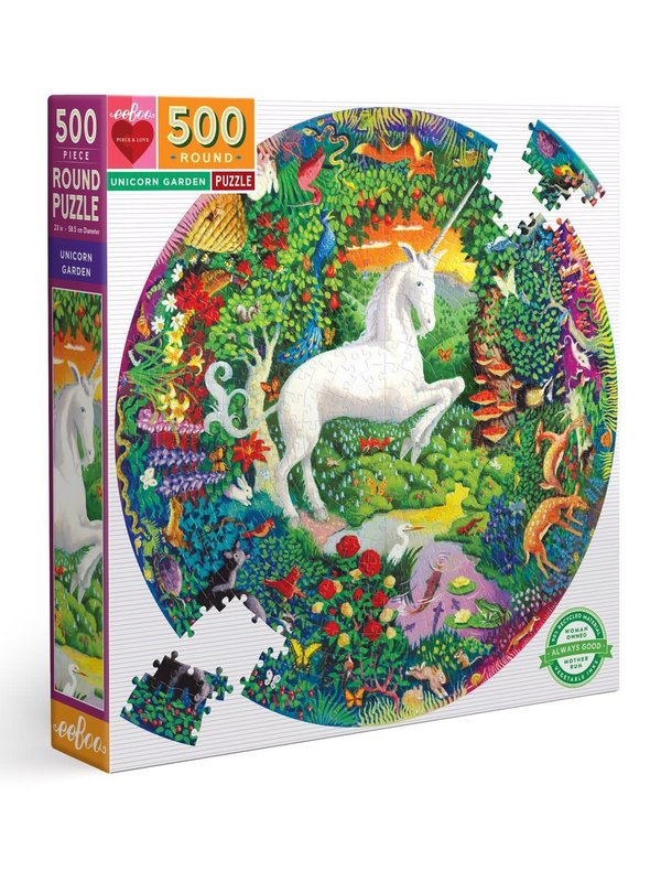 eeBoo Unicorn Garden 500pc Round Puzzle