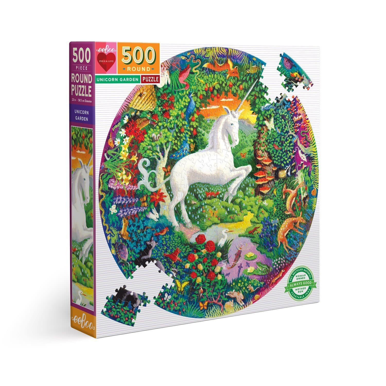 Unicorn Garden 500pc Round Puzzle