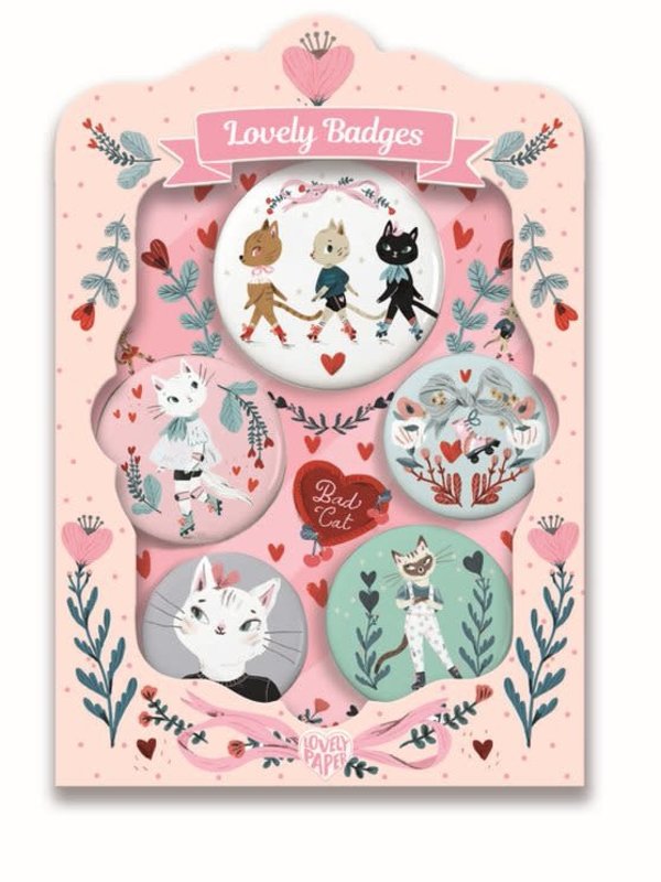 Djeco Lovely Badges Button Pins Cats