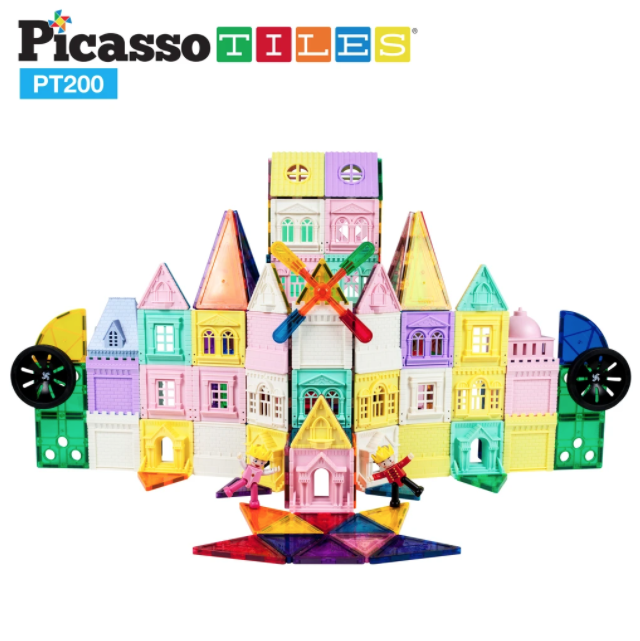 Picasso Tiles Castle Magnetic Building Block 200pc Set