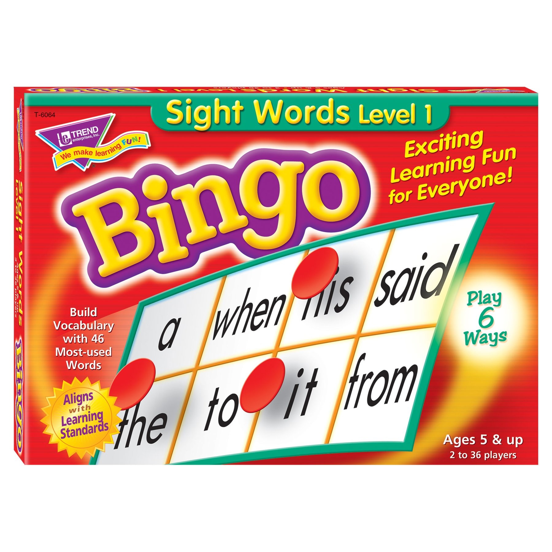 Sight Words Level 1 Bingo Game