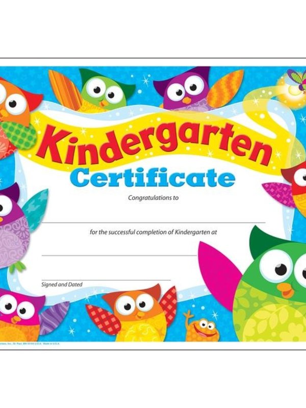 Kindergarten Certificate Owl Stars