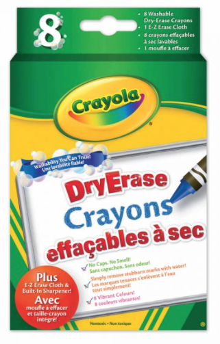 Crayola Dry Erase Crayons with Cloth & Built in Sharpener