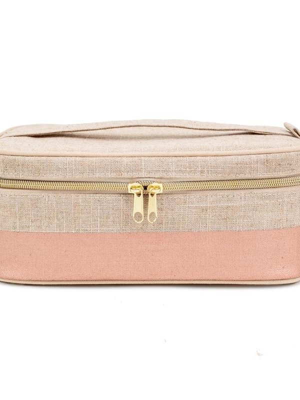 so young Rose Gold Linen Beauty Pouch