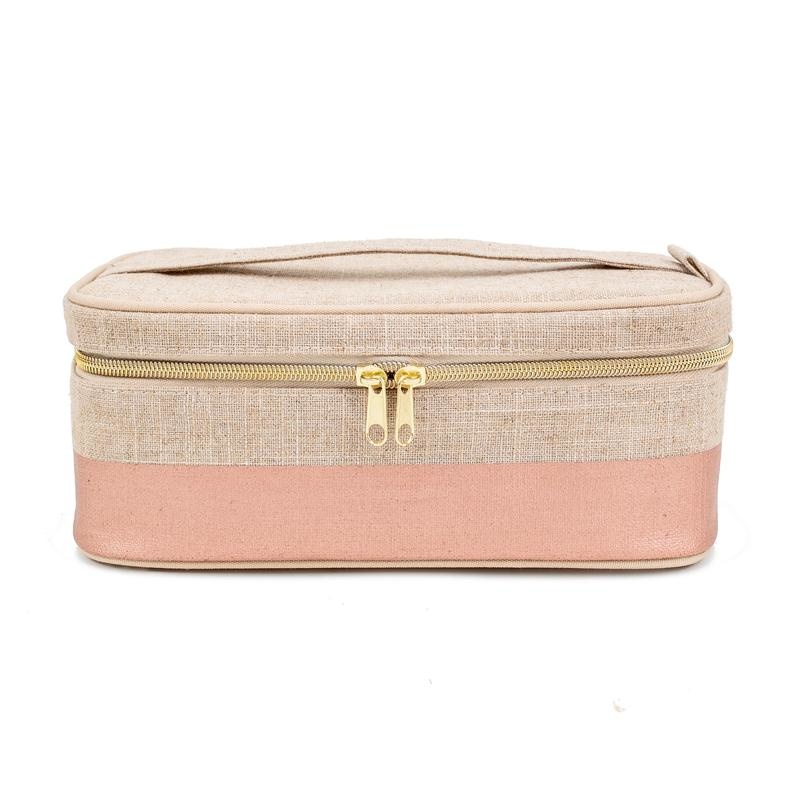 Rose Gold Linen Beauty Pouch