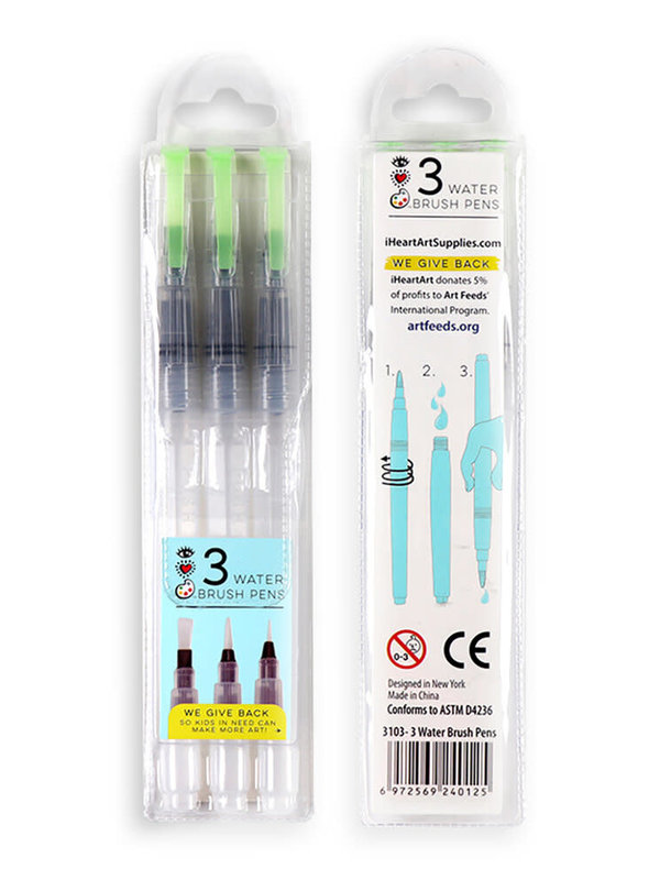 Bright Stripes Water Brush Pens 3pc