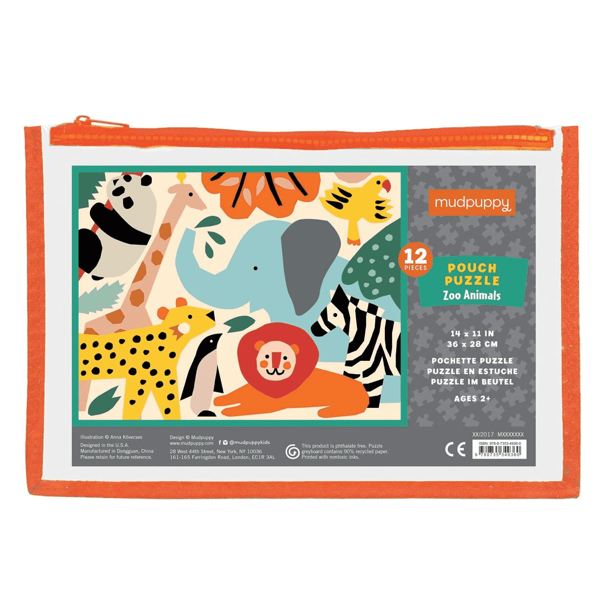 Zoo Animals 12pc Pouch Puzzle