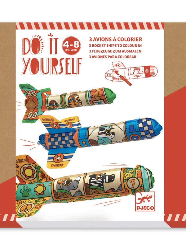 Djeco DIY 3 Rocket Ships to Colour In
