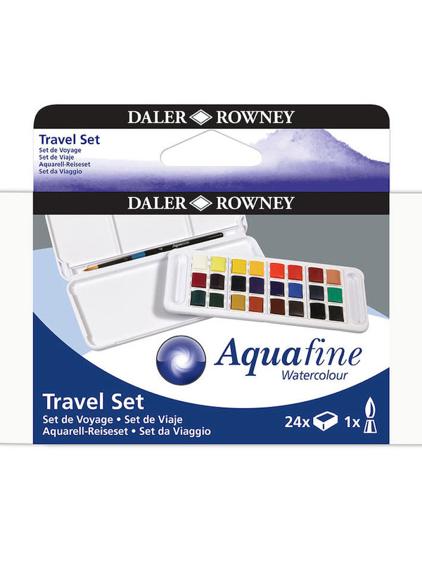 Daler Rowney Aquafine Watercolour 24 Half Pan Travel Set