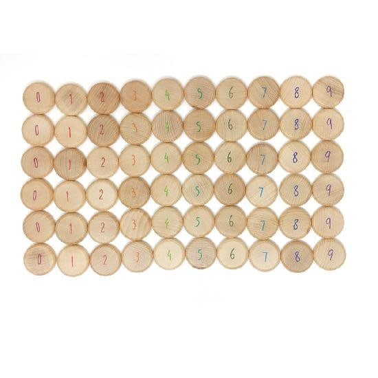 Wood Coins to Count 60 pc