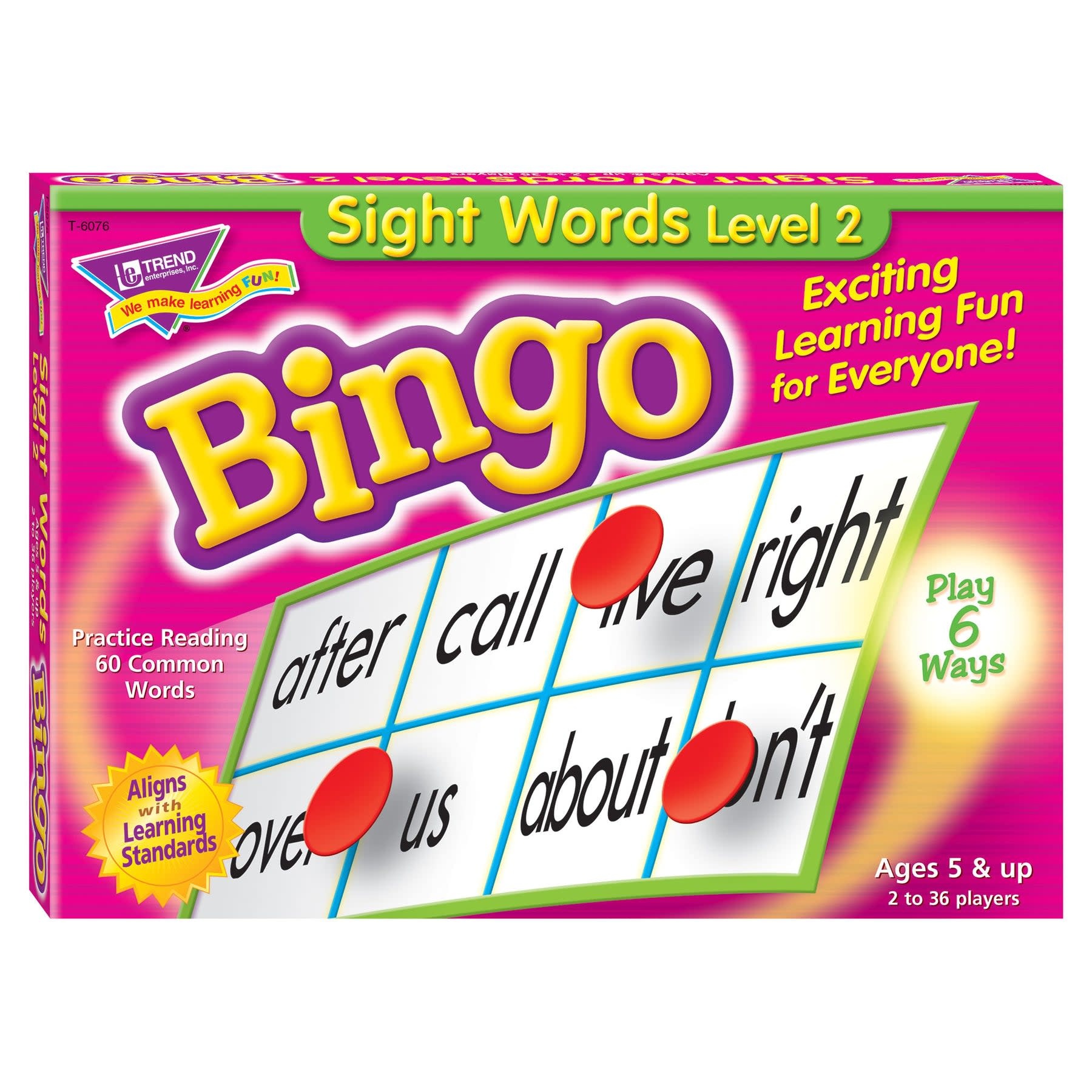 Sight Words Level 2 Bingo Game
