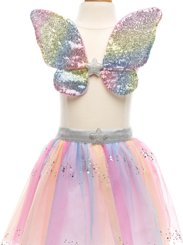 Great Pretenders Rainbow Sequin Skirt with Wings & Wand