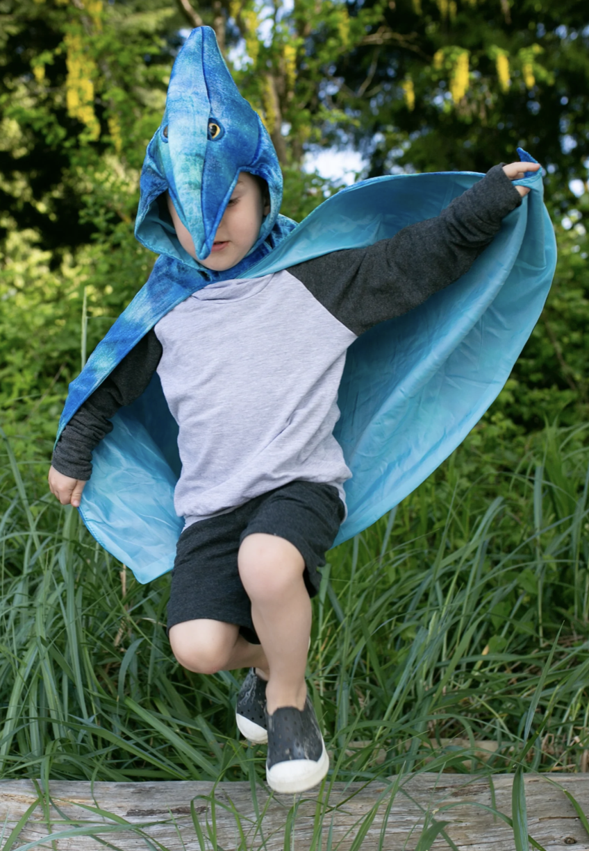 Pterodactyl  Hooded Cape - Blue Size 4-5