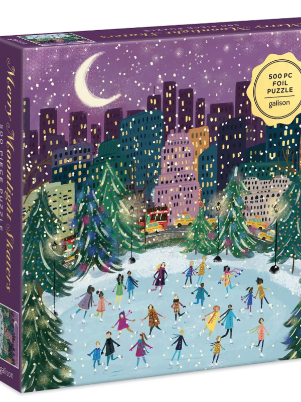 Galison Merry Moonlight Skaters 500pc Puzzle