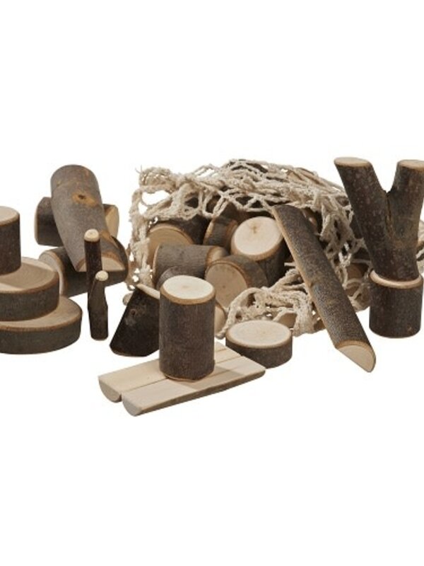 Gluckskafer Branch Wood Blocks in Net 34pc