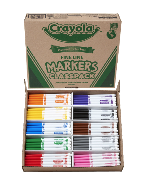 Crayola Fine Line Markers Classpack 10 colours 200pc