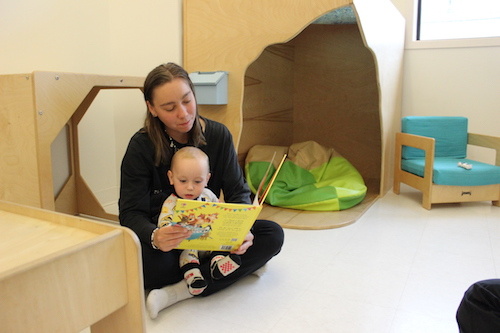 mom reading at Playland