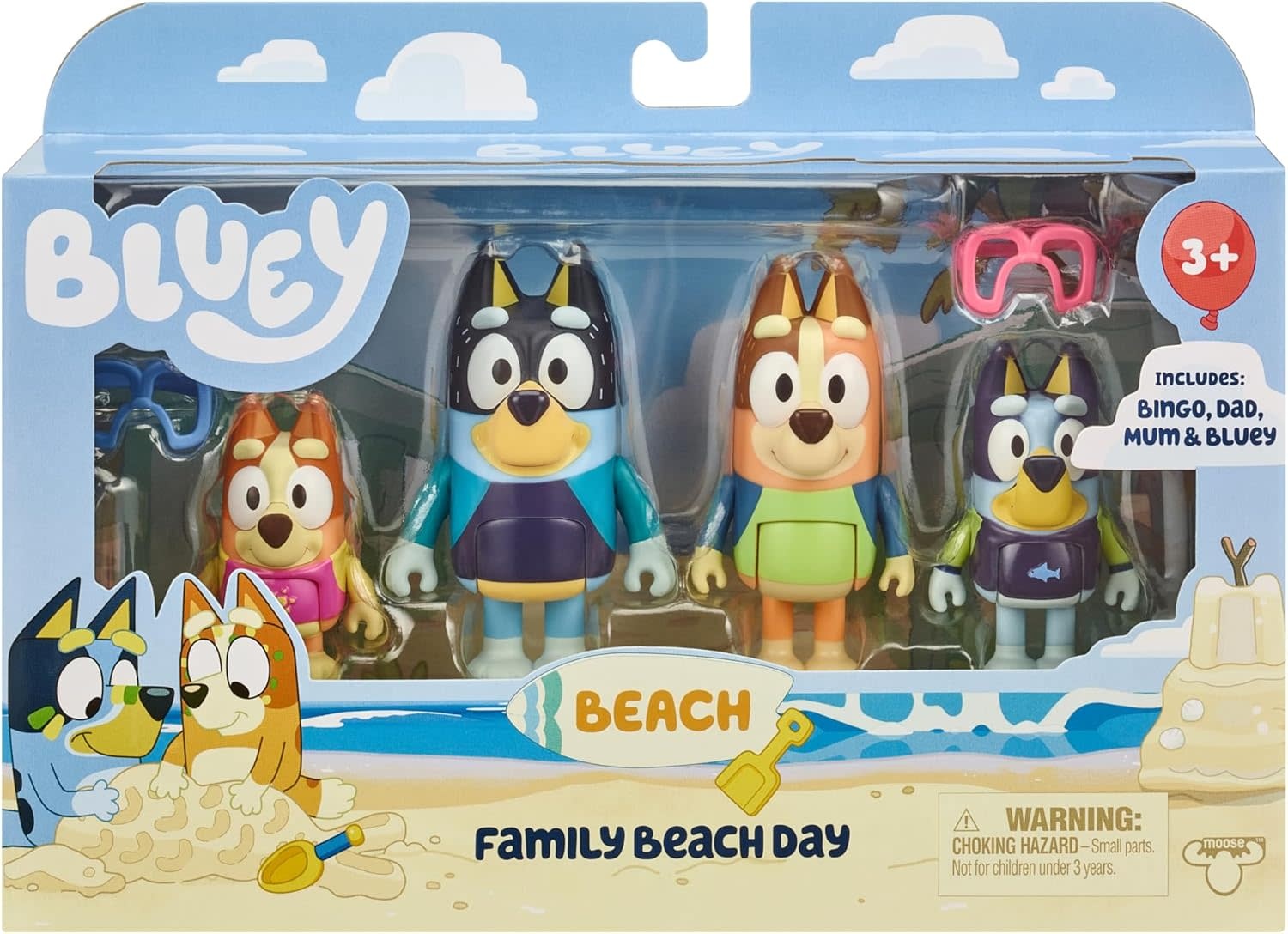 Bluey 4pk Figures - Family Beach Day