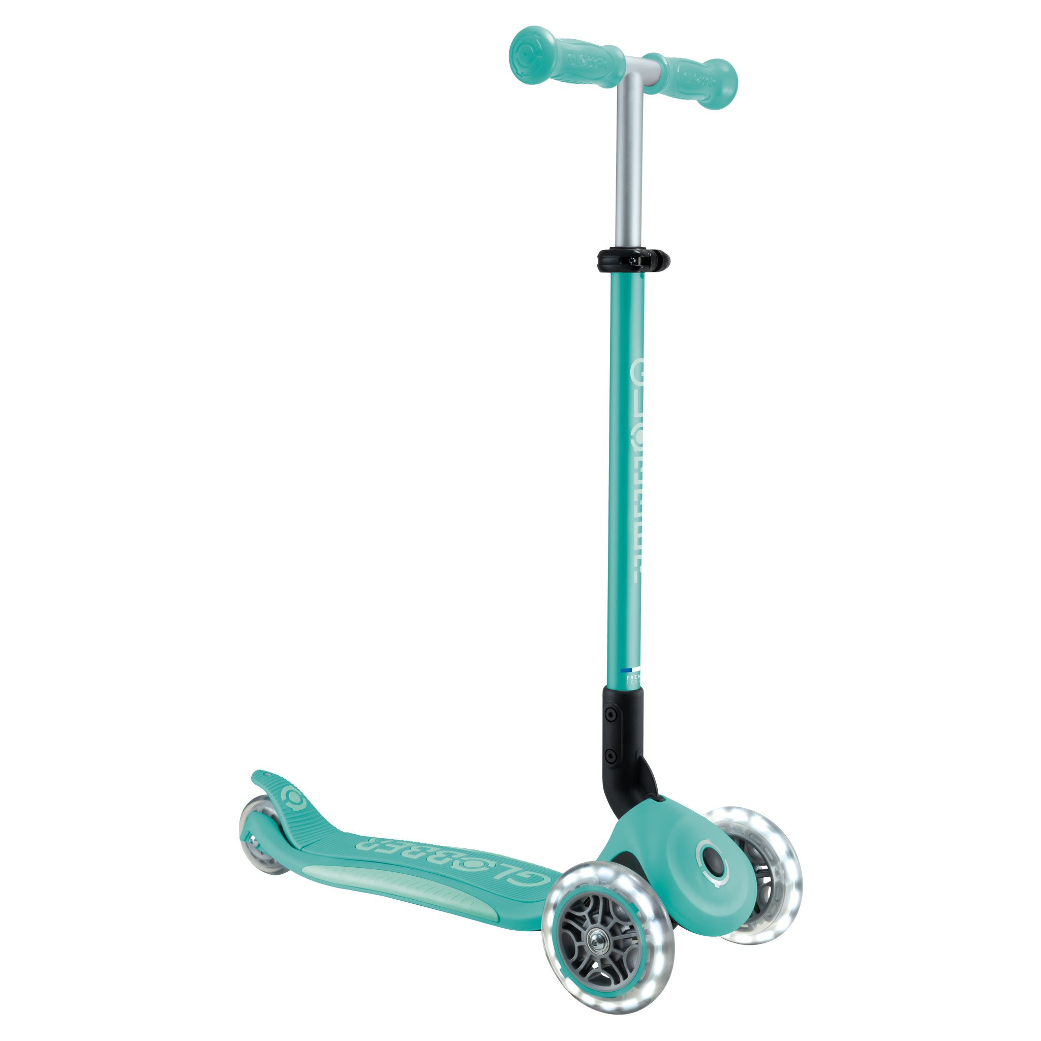 Globber Primo Foldable Plus Scooter with Lights - Dark Mint