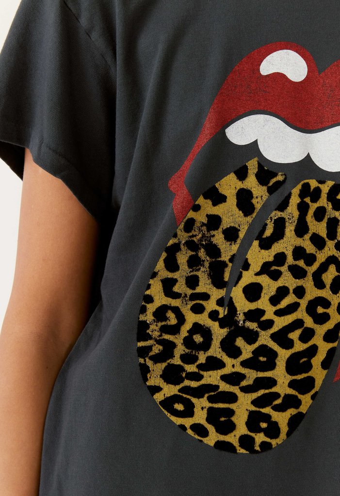 Daydreamer Rolling Stones Leopard Tongue Boyfriend Tee