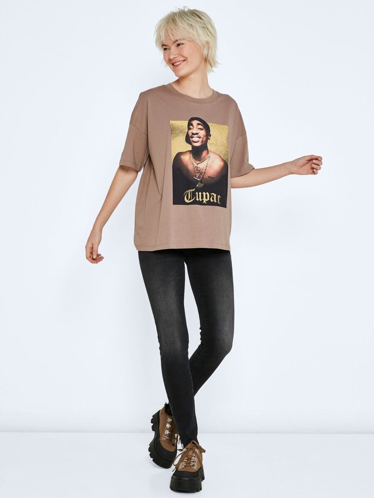 Noisy May Ida Tupac Oversized T-Shirt - Taupe