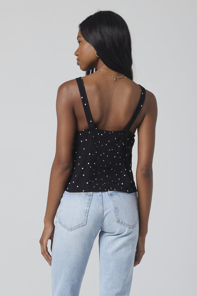 Saltwater Luxe Allie Hook and Eye Bustier Tank - Black/ White Polka Dots