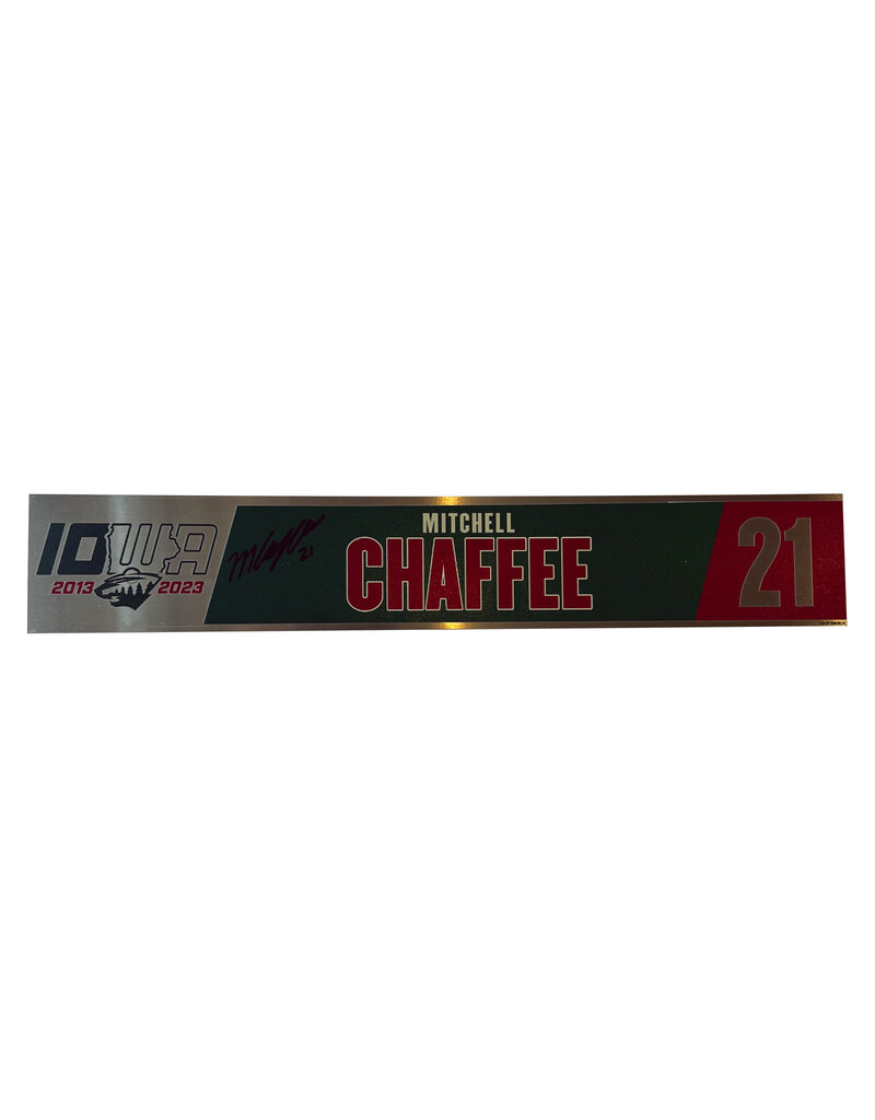 2022-23 Player Signed Home Metal Nameplate Chaffee #21