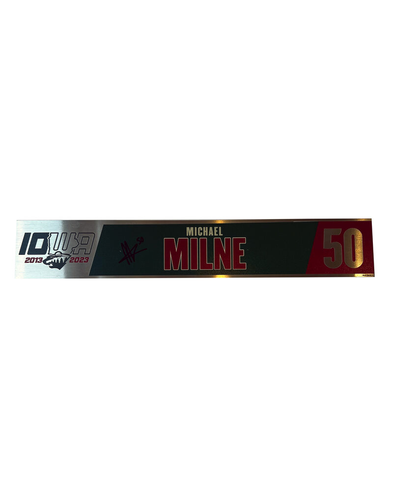 2022-23 Player Signed Home Metal Nameplate Milne #50