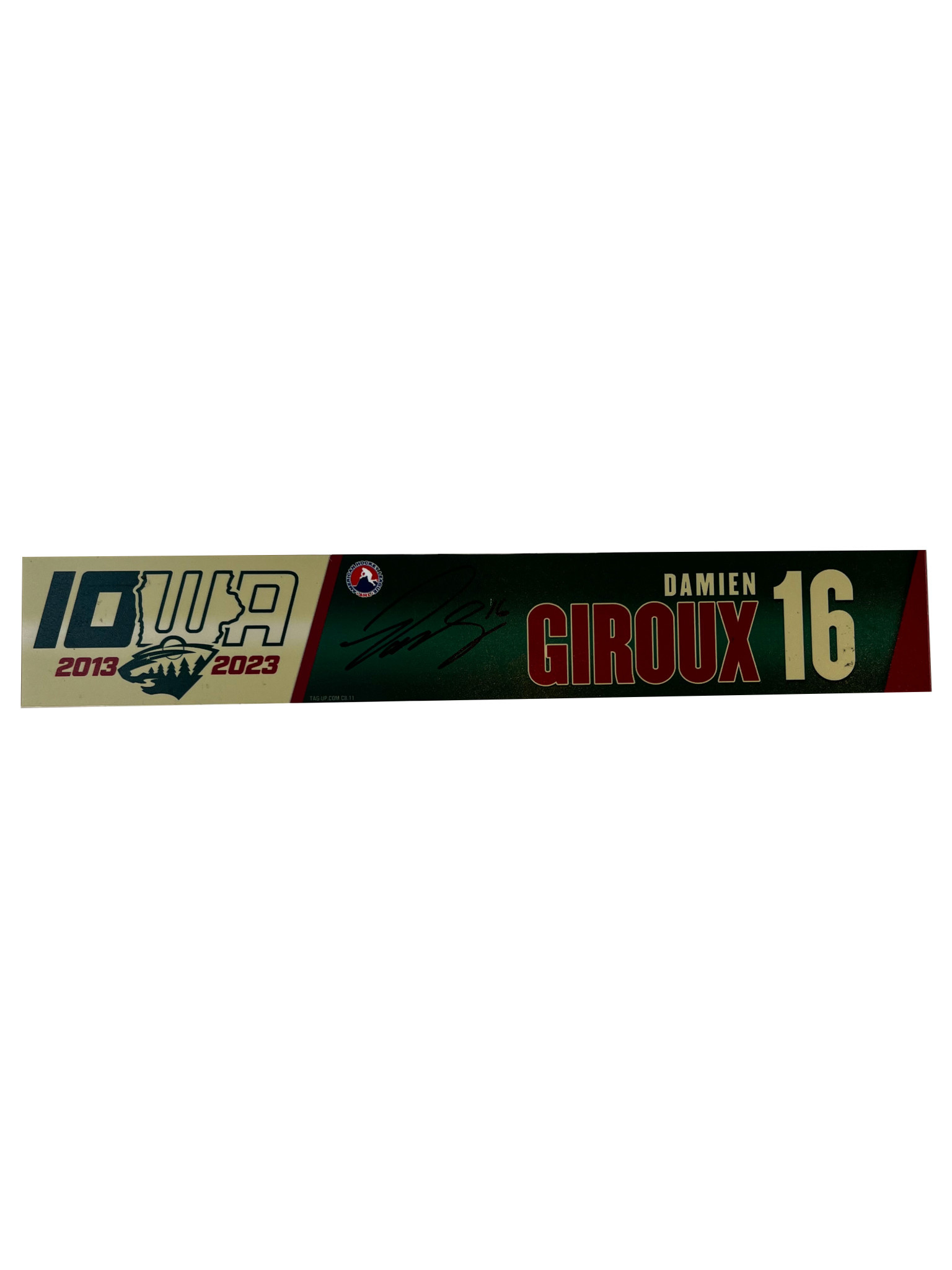 202223 Player Signed Road Nameplate Giroux 16 Iowa Wild Hockey Club