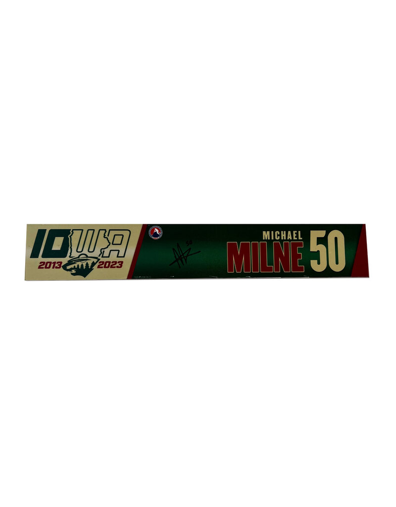 2022-23 Player Signed Road Nameplate Milne #50