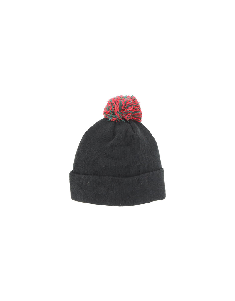 Zephyr Aspect 3D Black and Red Emblem Pom Beanie