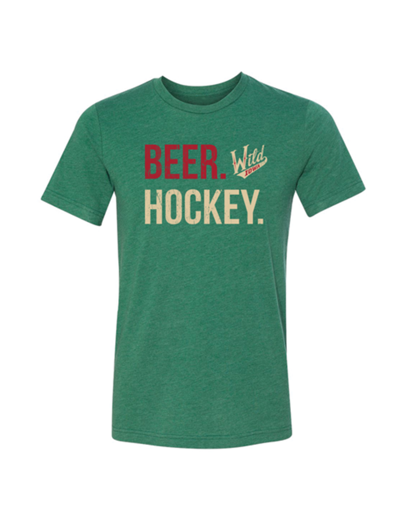 108 Stitches Green Primary Logo BEER Hockey T-shirt