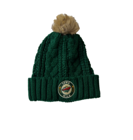 Destroyer Rocks Green Knit Beanie w/ Fur Pom